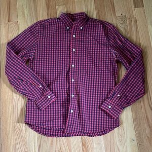 Gap Shirt Mens Medium Red Blue Gingham Check Plaid Button Up Casual Preppy